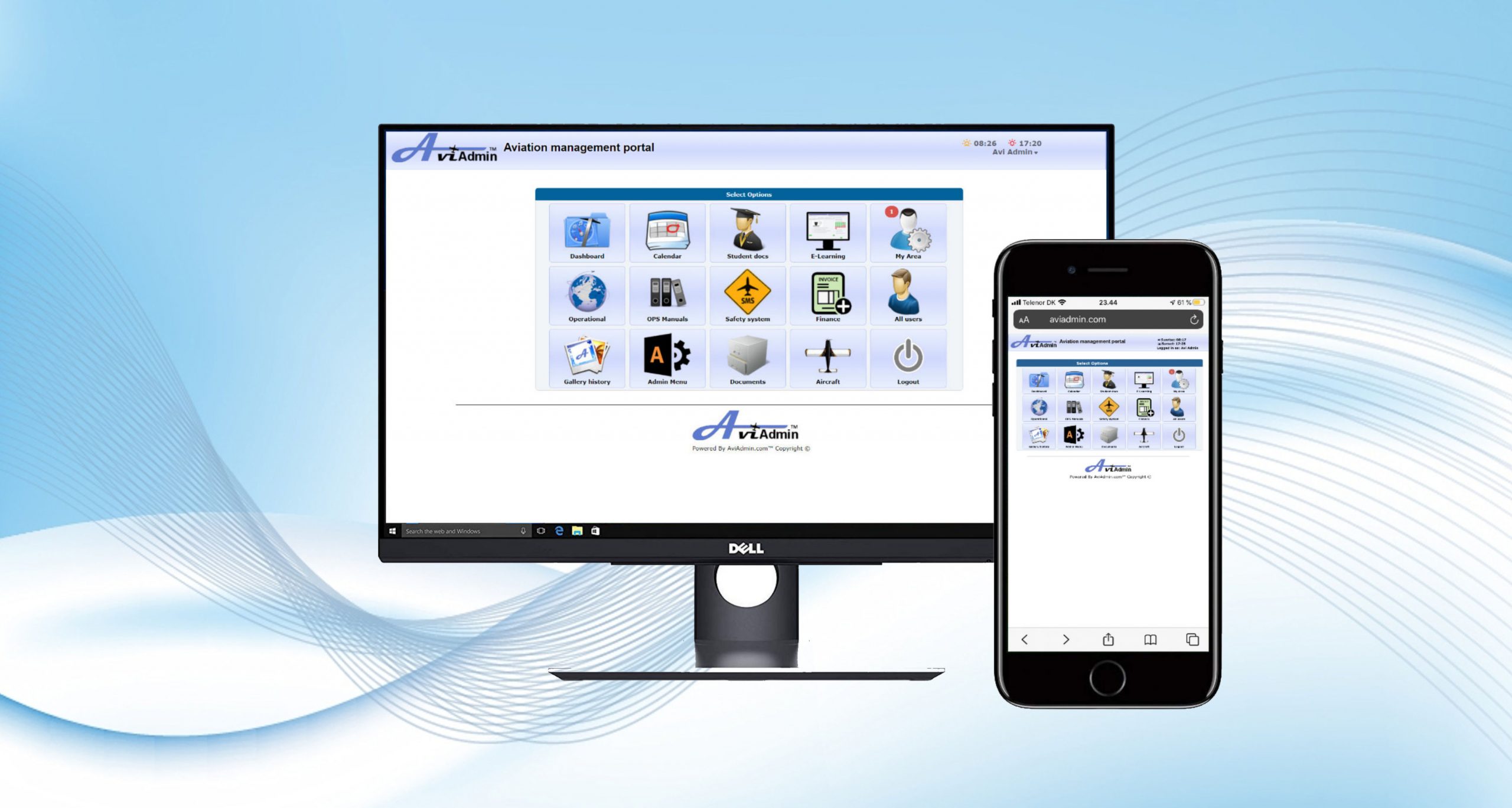 AviAdmin platform - desktop & Smartphone